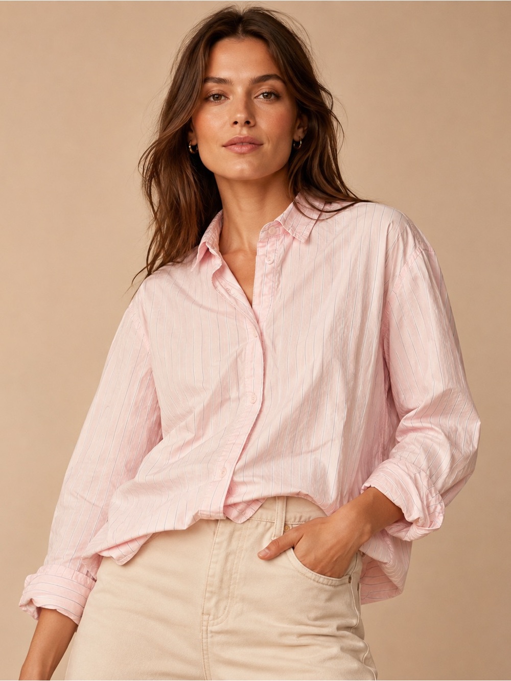 Classic Pink Striped Button-Down Shirt